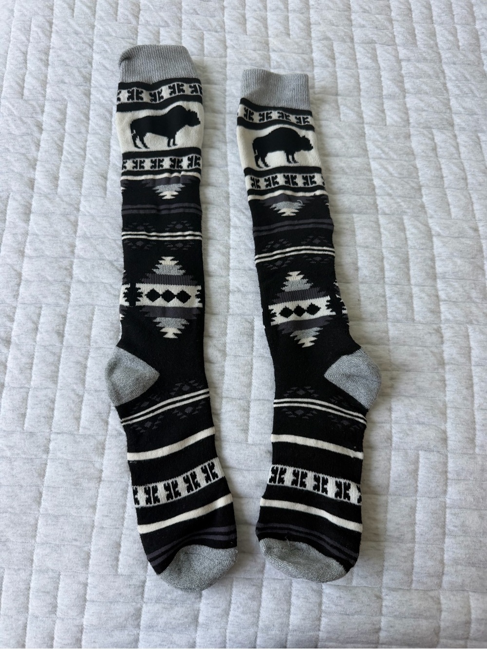 Black & Gray Patterned Men's Knee Socks